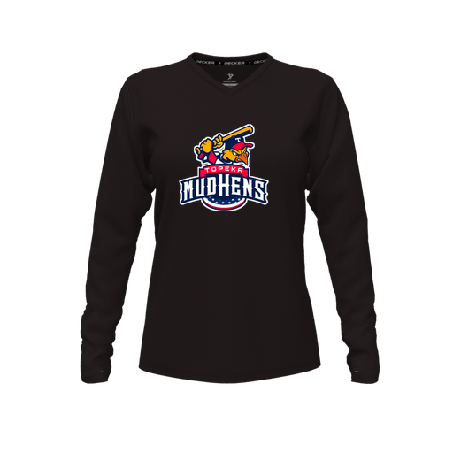 [FTLVPTBK-FYXS-LOGO1] Decker Performance T-Shirt (Female Youth XS, Black, V Neck, Logo 1, Long Sleeve)